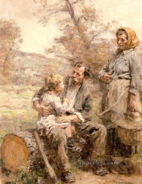 レオン・オーギュスティン・レルミット Painting - Le Dejeuner du Bucheron 1918 田園風景 農民 レオン・オーギュスタン・レルミット